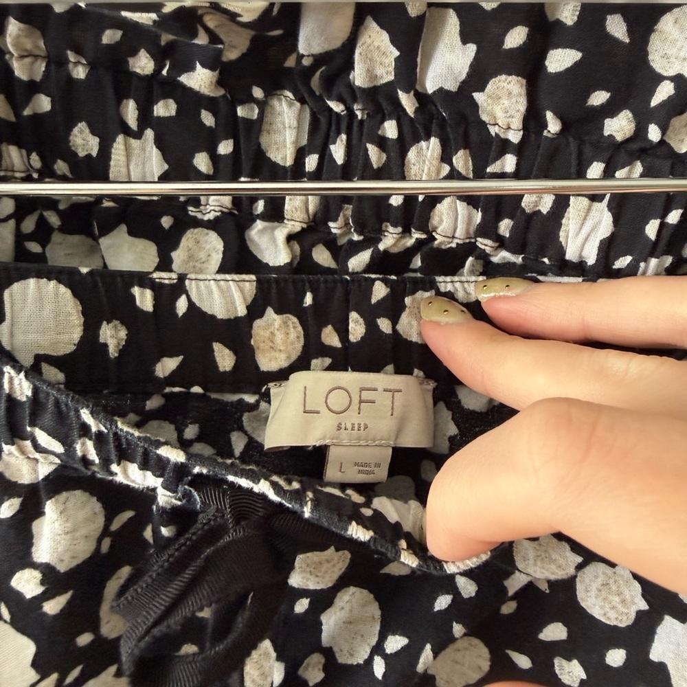 Seashell PJ Set LOFT Black White Tie-Shoulder Printed Sleep Set Pattern Coastal - Picture 7 of 9